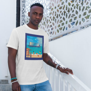 T-shirt Illustration de la plage d'écran de bateau