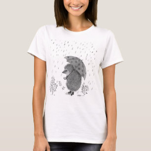 T-shirt Illustration de la pluie de hérisson aquarelle