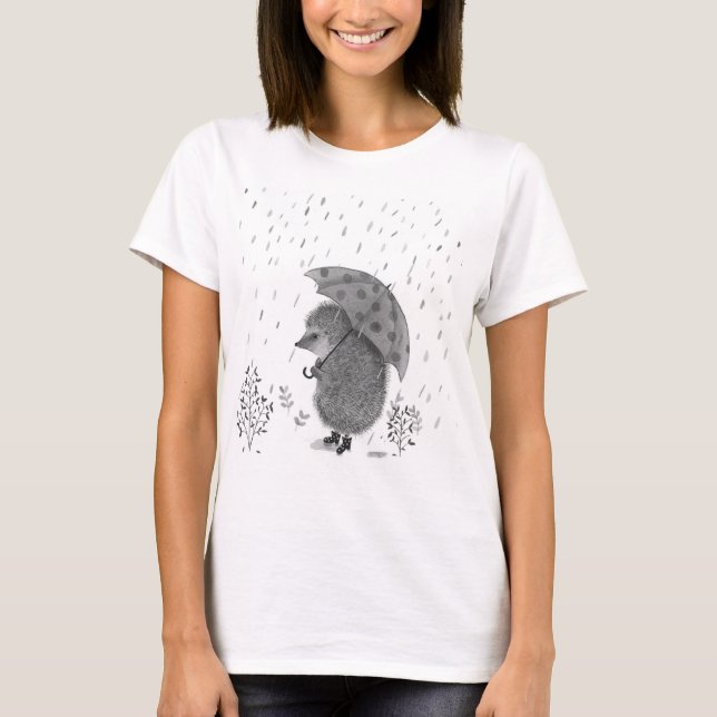 T-shirt Illustration de la pluie de hérisson aquarelle (Devant)