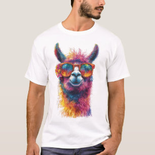 T-shirt Illustration de la tête de lama - Colorée, unique
