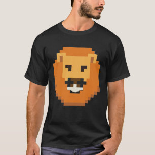 T-shirt Illustration de la tête de lion pixelée Roi de la 