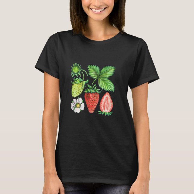 T-shirt Illustration de l'aquarelle de fraise (Devant)