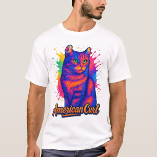 T-shirt Illustration de l'art de la flûte de chat Curl amé