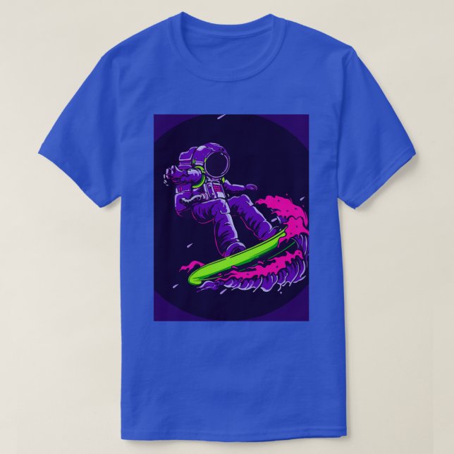 T-shirt Illustration de l'espace de surf des astronautes (Design devant)