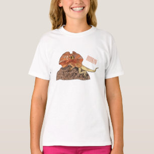 T-shirt Illustration de lézard à col frisé
