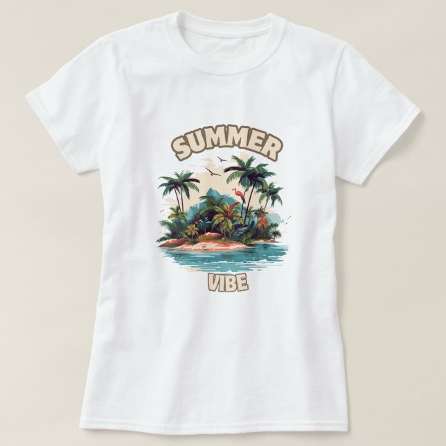T-shirt Illustration de l'île tropicale Vibe été (Design devant)