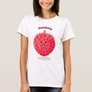 T-shirt Illustration de litchee rose mignon