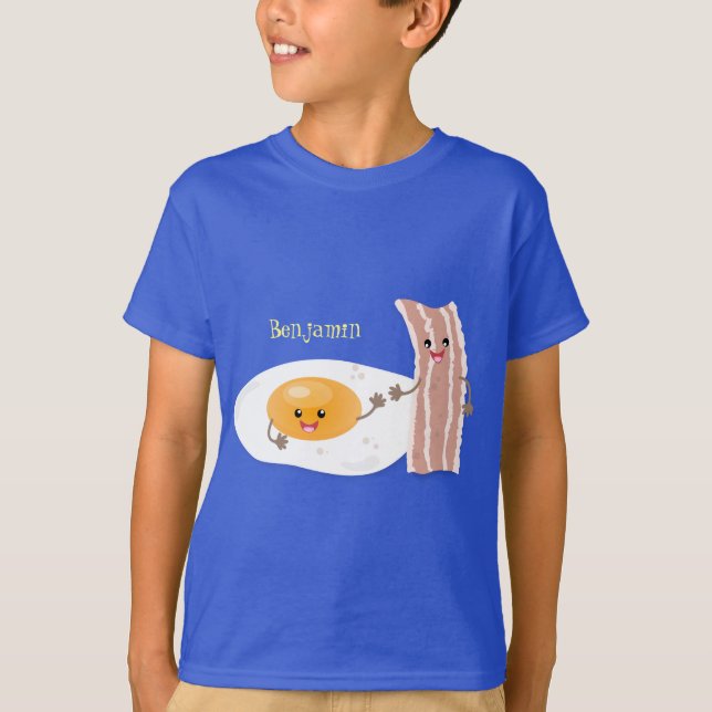 T-shirt Illustration de l'oeuf de Cute kawaii et du bacon (Devant)