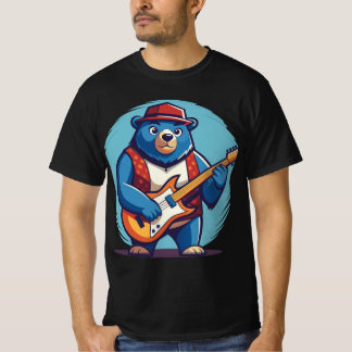 T-shirt Illustration de l'ours cool jouant à la guitare