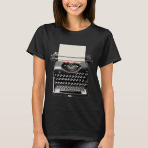 T-shirt Illustration de machine à écrire rétro avec touche