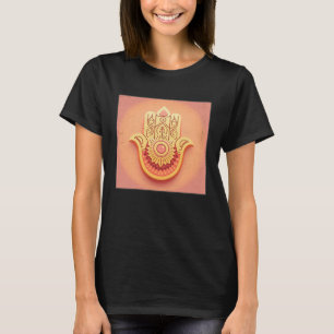 T-shirt Illustration de main Hamsa jaune couleur pastel Fe