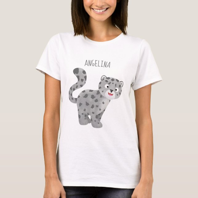 T-shirt Illustration de mignon léopard des neiges (Devant)