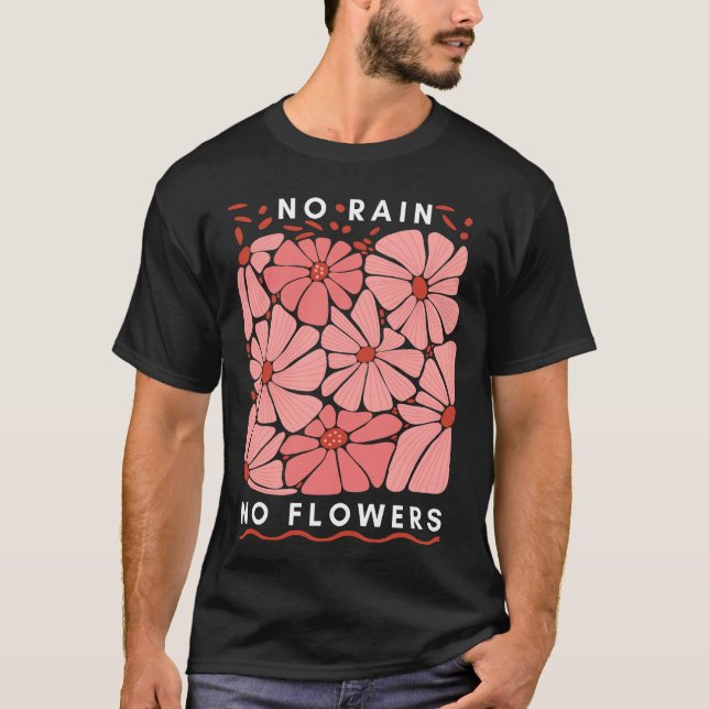 T-shirt Illustration de motif floral rose (Devant)