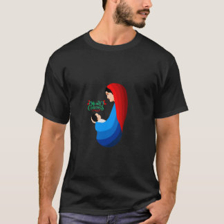 T-shirt Illustration de Noël de Marie et Bébé Jésus