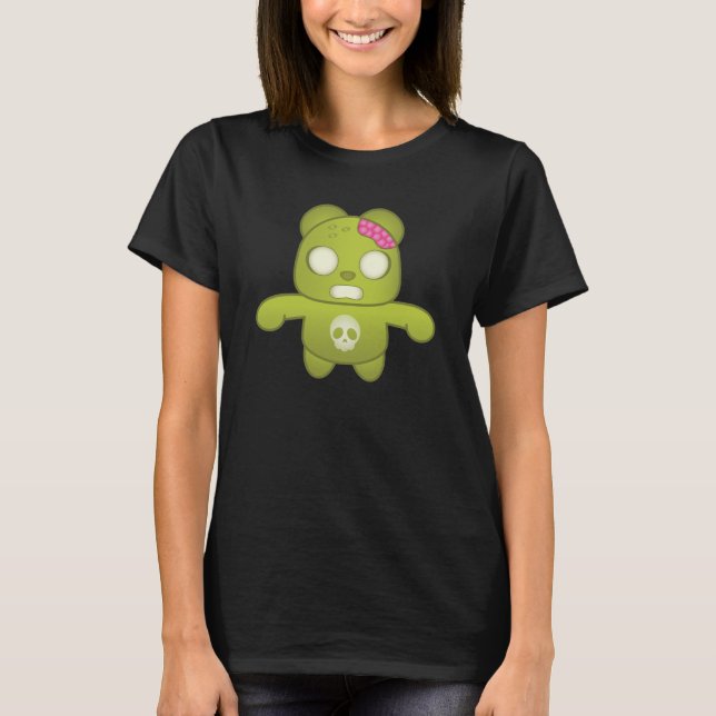 T-shirt Illustration de Panda Zombie Vert mignon (Devant)