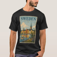 Illustration de paysage suédois Art de voyage vint