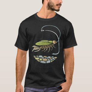 T-shirt Illustration de pêche avec une nymphe d'insecte dé