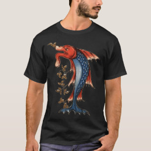 T-shirt Illustration de poisson dans un manuscrit médiéval