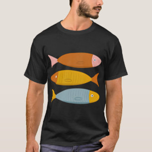 T-shirt Illustration de poissons sardines dans des pastels