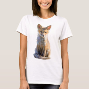 T-shirt Illustration de portrait de jeune renard roux feme