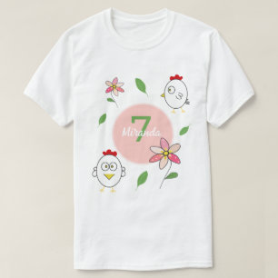 T-shirt Illustration de poulet au dessin mignon