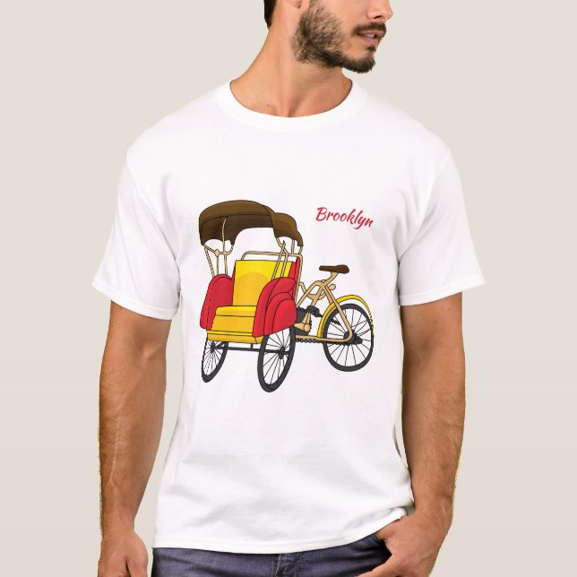 T-shirt Illustration de pousse-pousse pédicab (Devant)