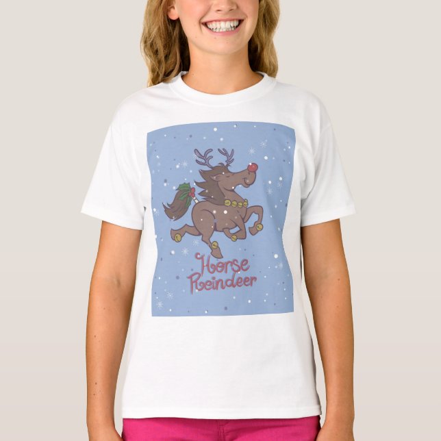 T-shirt Illustration de rennes de cheval (Devant)