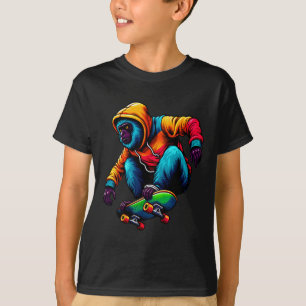 T-shirt Illustration de singe hurleur funky cool en skateb