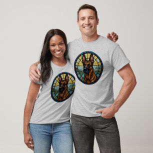 T-shirt Illustration de style Malinois belge en verre vern