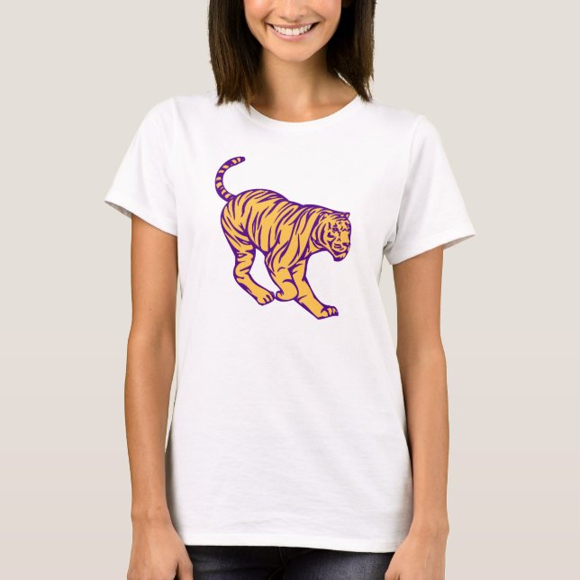 T-shirt Illustration de tigre de chat sauvage de bandes vi (Devant)