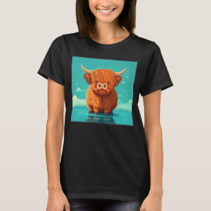 T-shirt Illustration de vache des Highlands écossaise mign