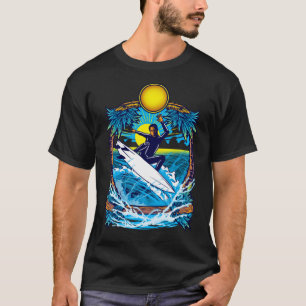 T-shirt Illustration de vague de surfeur dynamique