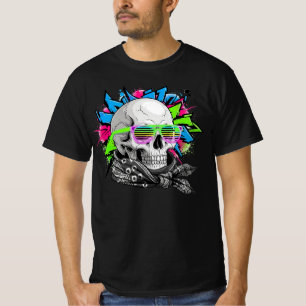 T-shirt Illustration de vêtements de rue crâne néon