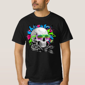 T-shirt Illustration de vêtements de rue crâne néon