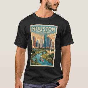 T-shirt Illustration de voyage d'art vintage de Houston Te