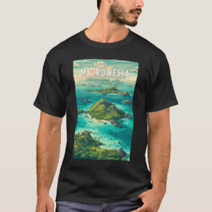 T-shirt Illustration de voyage d'art vintage de Micronésie
