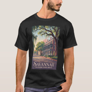 T-shirt Illustration de voyage de Savannah Géorgie Art vin