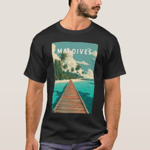 T-shirt Illustration de voyage vintage aux Maldives