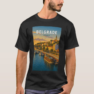 T-shirt Illustration de voyage vintage de Belgrade, Serbie