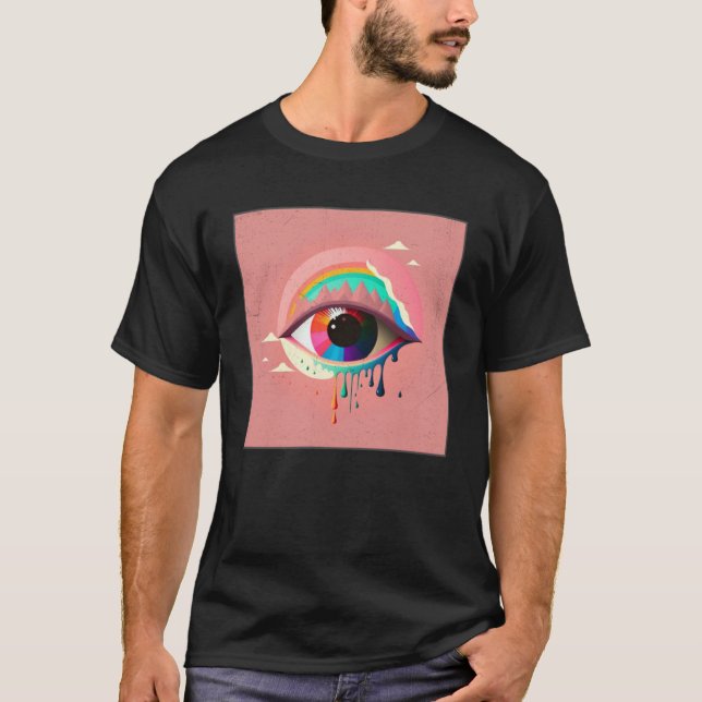 T-shirt Illustration des yeux arc-en-ciel mignons Larmes c (Devant)
