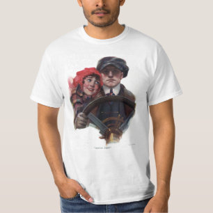 T-shirt Illustration d'hiver vintage romantique de voiture