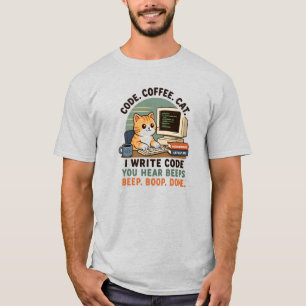 T-shirt Illustration d'humour de programmeur de chat de ca