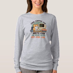 T-shirt Illustration d'humour de programmeur de chat de ca