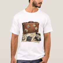 Illustration d'objets essentiels de voyage vintage