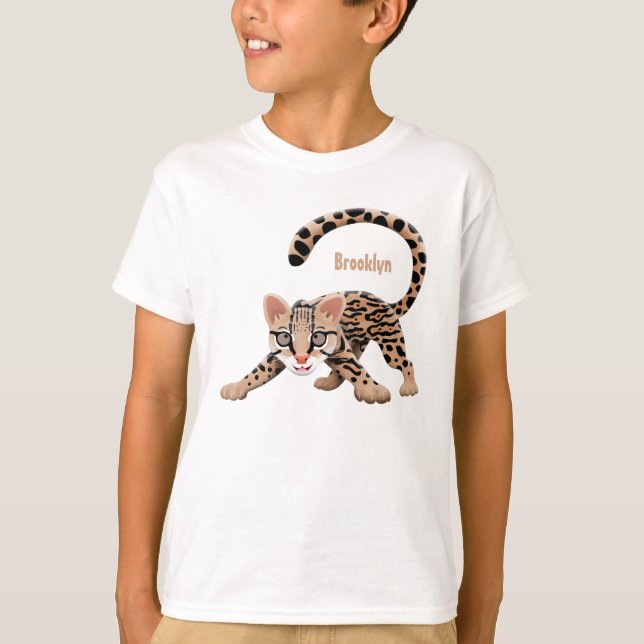 T-shirt Illustration d'ocelot mignon (Devant)