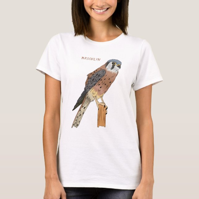 T-shirt Illustration d'oiseau américain Kestrel (Devant)