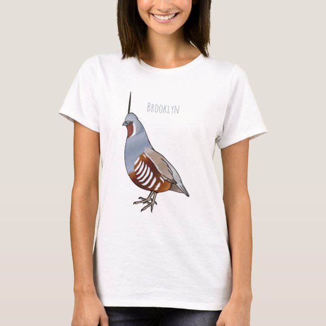 T-shirt Illustration d'oiseau de caille de montagne (Devant)