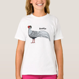 T-shirt Illustration d'oiseau faisan d'argent