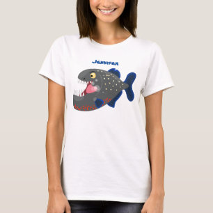 T-shirt Illustration drôle de piranha affamée