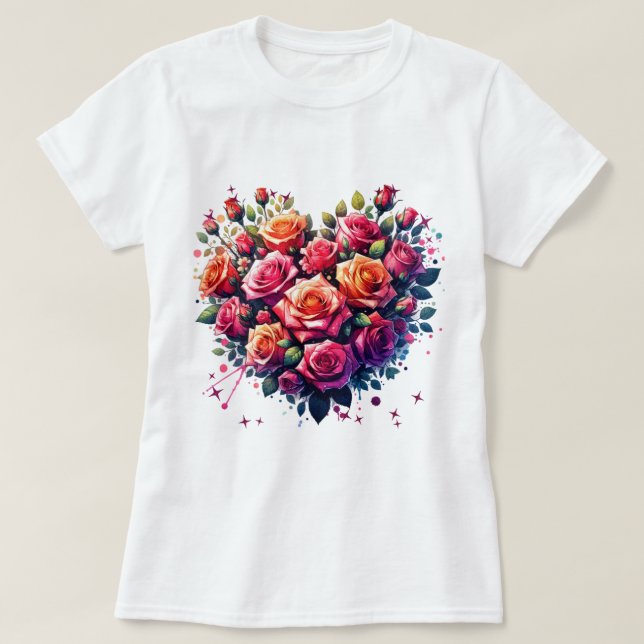 T-shirt Illustration du bouquet en forme de coeur (Design devant)